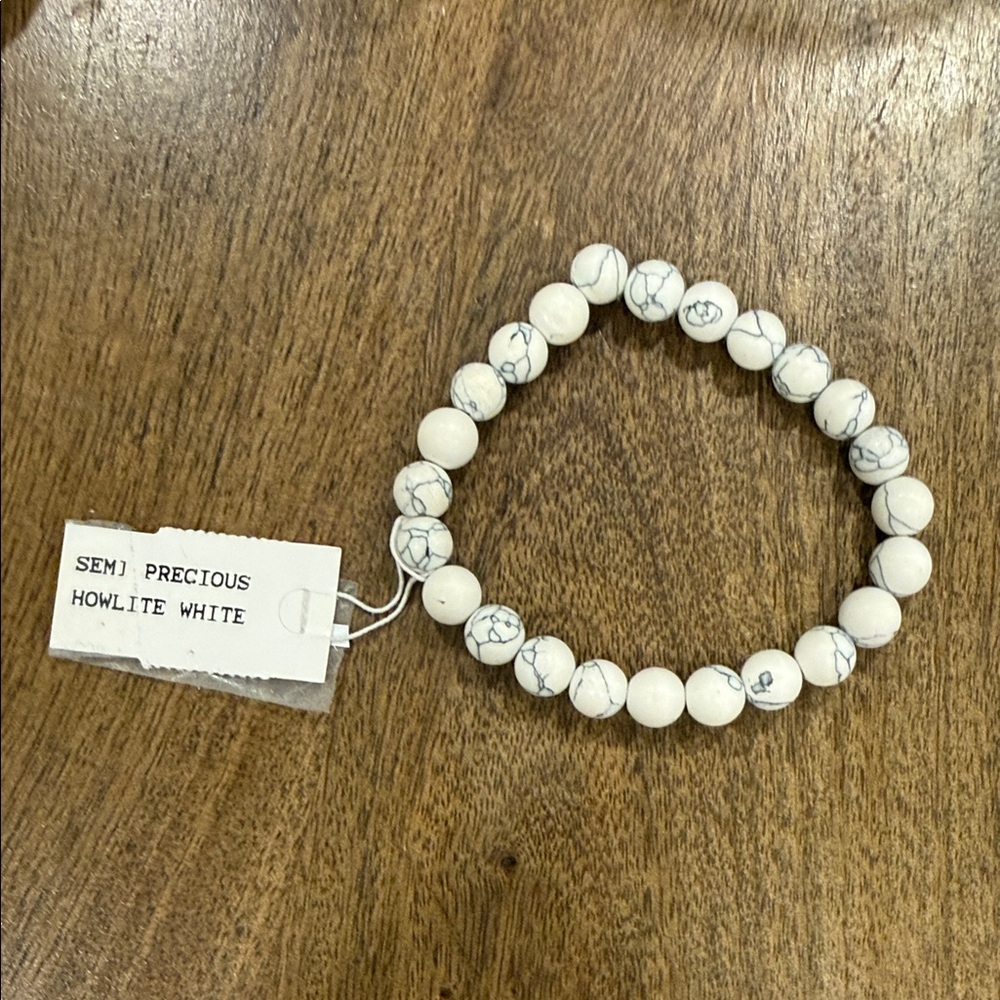 White Howlite Beaded Bracelet